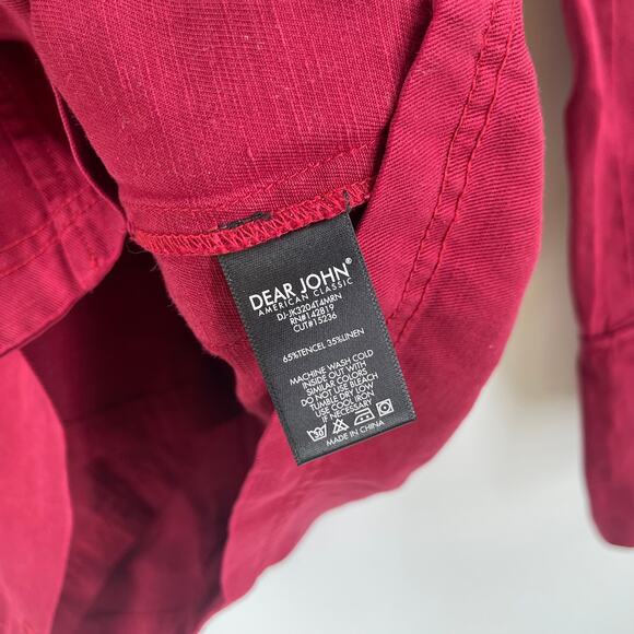 DEAR JOHN Jacket Size Small Linen Blend NWT Cinch Pockets Open Lightweight - Picture 15 of 16